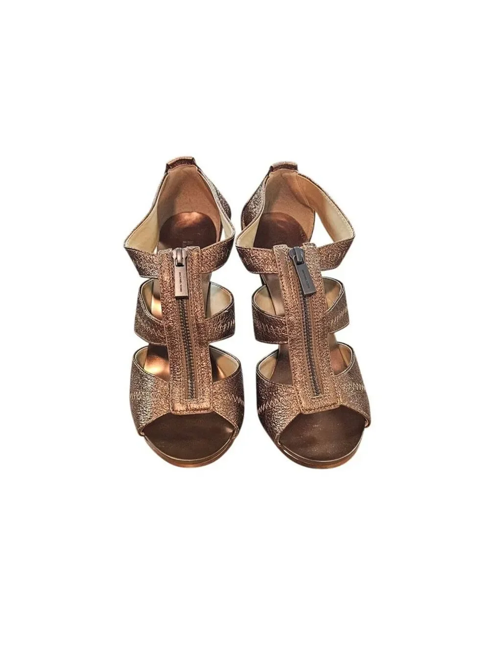 Michael Kors Bronze Metallic Zipper Heels